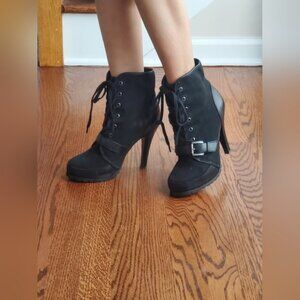 Aldo Black Lace-Up heel Boots
